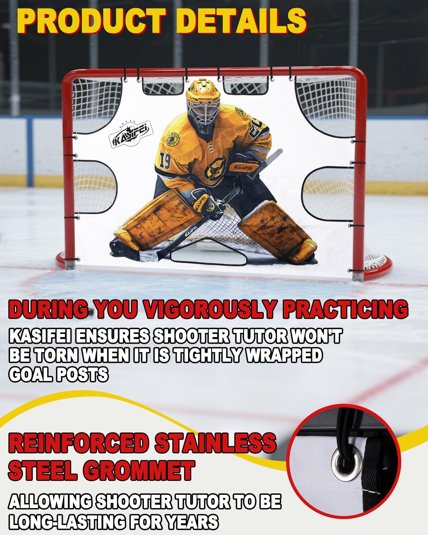 KASIFEI Hockey Net Goalie Targets - Shooter Tutor -Hockey Goal Targets for Practicing Shooting Accuracy - Hockey Training Equipment (72" (W) x 48" (H))