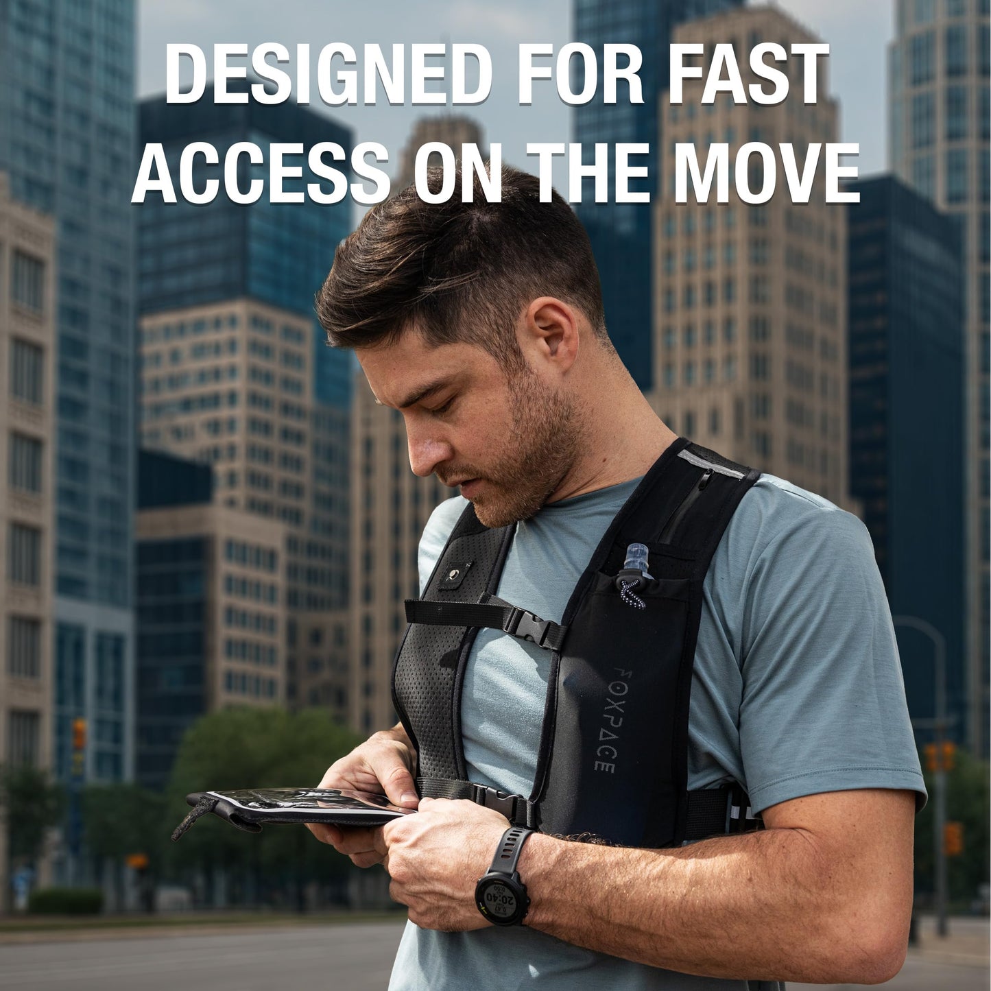 Running Vest for Women Men - Hydration Vest Water Bottle - Breathable Adjustable Backpack for Hiking Marathon - Waterproof Phone Pocket - Reflective Lights Up Rechargable Vest for Night Running