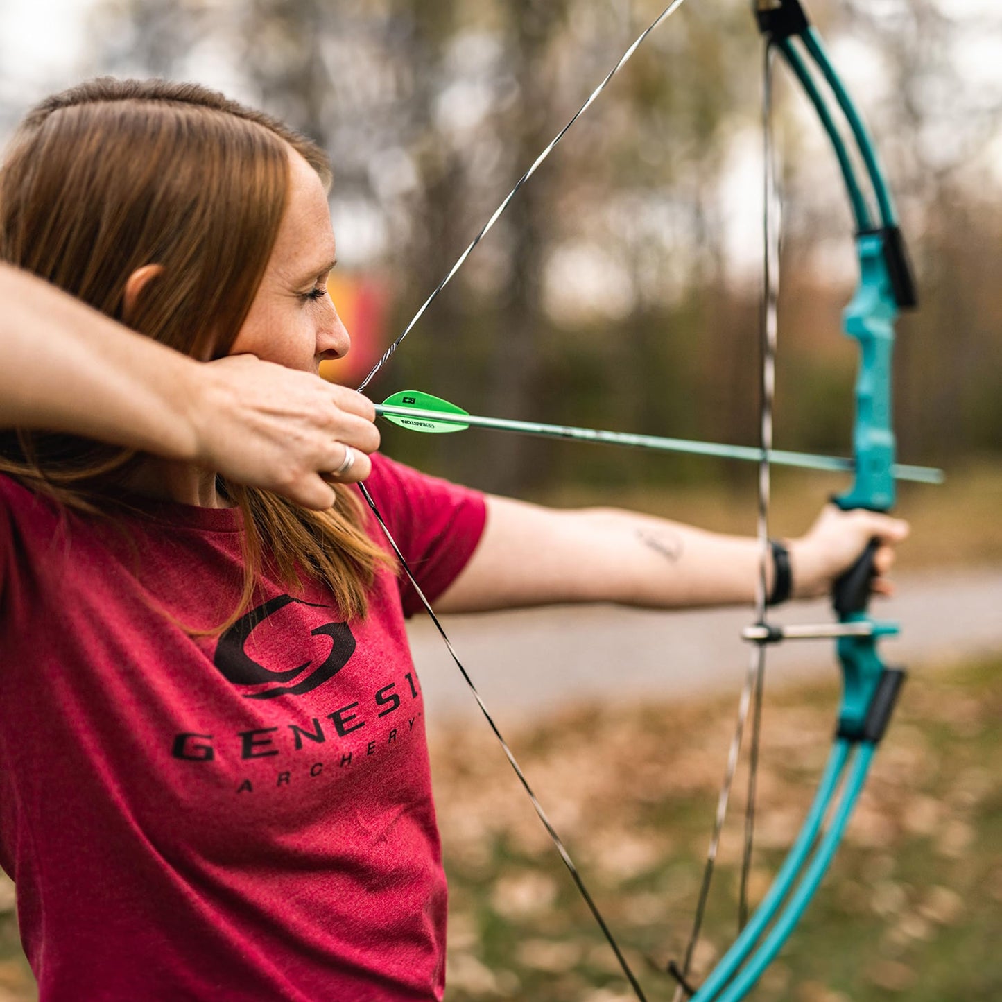 Genesis Archery Original Compound Bow with Adjustable Riser, 15"-30" Draw Length, 10-20 lb Draw Weight, All Skill Levels, Draw Hand - Right, Blue