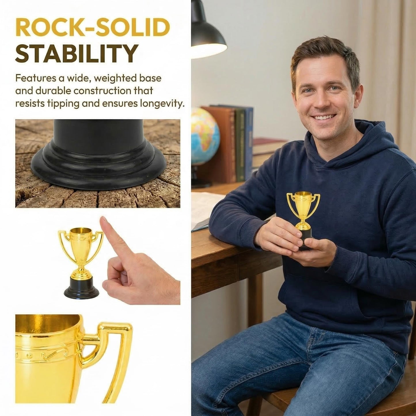 NIIIYTYB Mini Trophy Cups - Small Gold Trophies for Kids - Party Award Trophies for Sports Tournaments, Competitions, and Parties (Pack of 3)