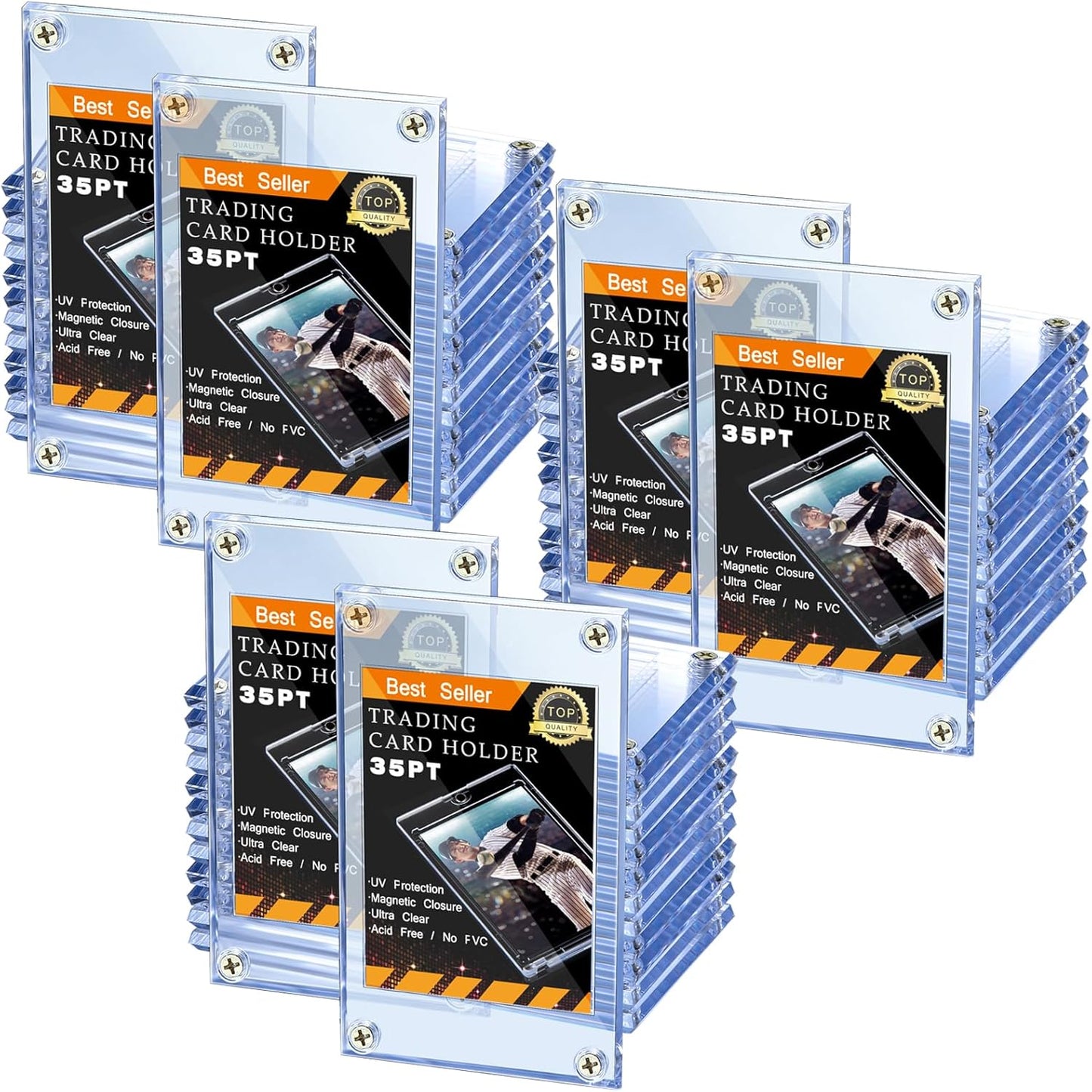 Jetec 20 Pieces Trading Card Protector Baseball Screw Card Holder 35 Pt Acrylic Clear Display Protector for Baseball Football Sports Trading Game Storage and Display