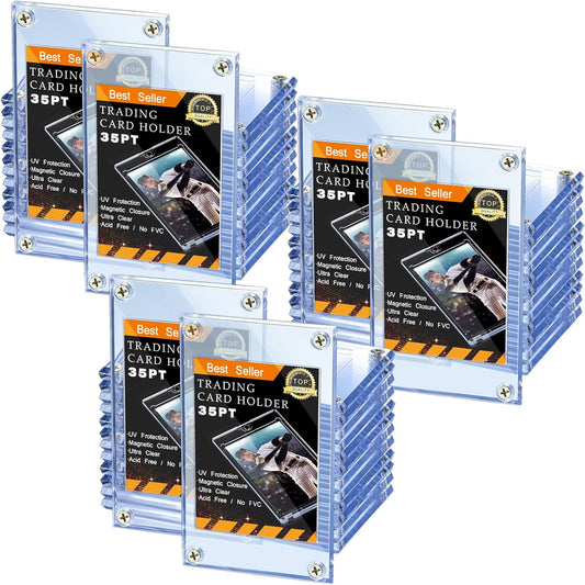 Jetec 20 Pieces Trading Card Protector Baseball Screw Card Holder 35 Pt Acrylic Clear Display Protector for Baseball Football Sports Trading Game Storage and Display