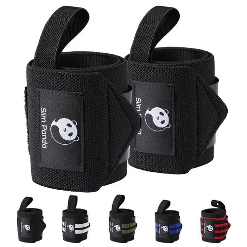 Slim Panda Weightlifting Wrist Wraps- Upgraded Wrist Support with Heavy Duty Thumb Loop for Powerlifting, Bodybuilding, and Weight Lifting Men & Women