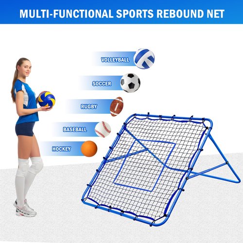 Volleyball Rebounder Net, Soccer Baseball Rebound Pitchback Net, 4x4ft Adjustable Target Practice Nets, Easy Setup Softball Bounce Back Trainer Equipment, Improve Sport Training Skills for Backyard