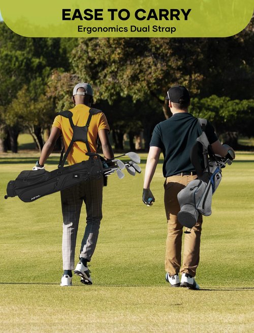 Small Golf Bag, 3 Divider Fit Up to 8 Clubs, Stand Bag with Rain Cover, Durable Pitch n Putt, Lightweight with Strap and Stand for Men & Women
