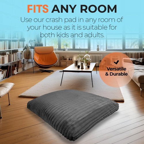 Matini Home Crash Pad - Sensory Pad with Cover Foam Blocks for Kids and Adults, Ideal Gymnastics Equipment - Charcoal 60" X 60"