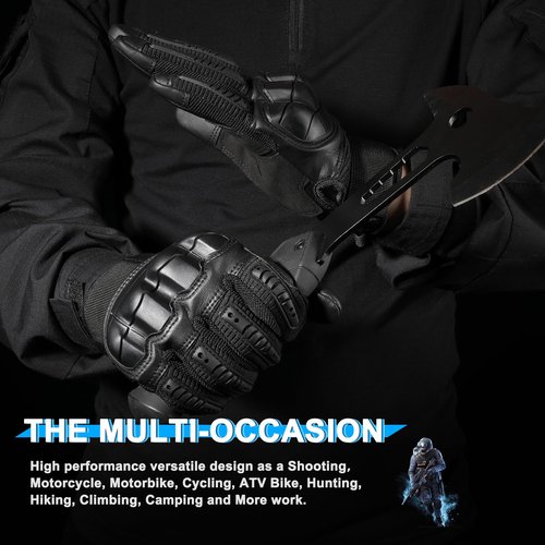 WTACTFUL Touch Screen Tactical Gloves for Men Airsoft Paintball Gear Motorcycle MTB Bike Cycling Cross-Country Motorbike ATV Hunting Hiking Riding Driving Work Outdoor Full Finger Gloves M Black