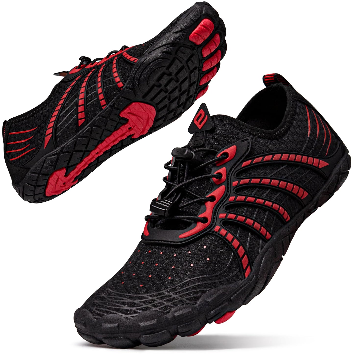 Water Shoes for Women Men, Quick Dry Barefoot for Workout, Hiking, Walking, Yoga, and Water Sports, Lightweight, Non-Slip, Athletic River Shoes for Outdoor Sports and Exercise Black/Red