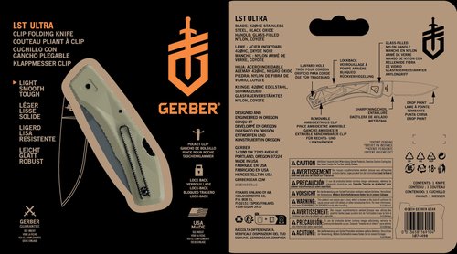 Gerber Gear LST Ultra - Lightweight EDC Knife - Survival Tactical Tool for Hiking, Camping & Outdoor - Compact Folding Pocket Knife - Stainless Steel Blade - Made in USA - Coyote Brown