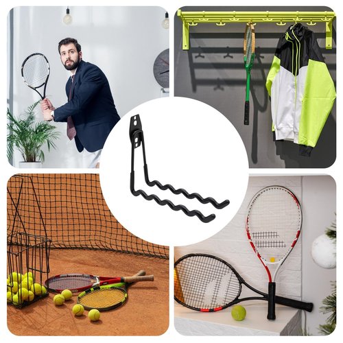Tennis Racket Wall Mount, Wall Tennis Racket Storage Rack Display Stand, Badminton Rackets Holder Utility Hooks, Can Hold 6