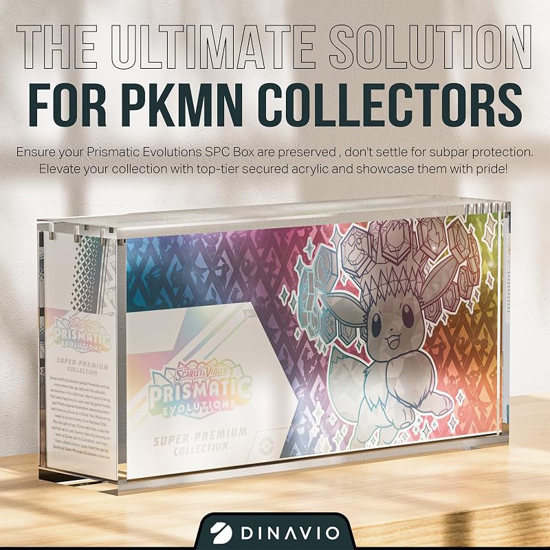 Prismatic Evolutions Acrylic Display Case 14.4 x 3.4 x 6.9 in with 8mm+5mm Thick, Magnetic Lid