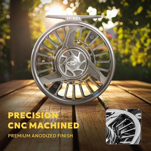 SF Premium SF005 Fly Fishing Reel Aircraft-Grade Aluminum 7/8/9 WT Dust-Proof Sealed Drag Free Reel Case Perfect for Trout & Bass with Protective Reel Bag