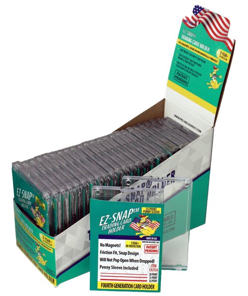 Box(25) Pro-Mold 35pt. EZ-Snap Trading Card Holders Holds Sleeved Card UV Protection CH35SA