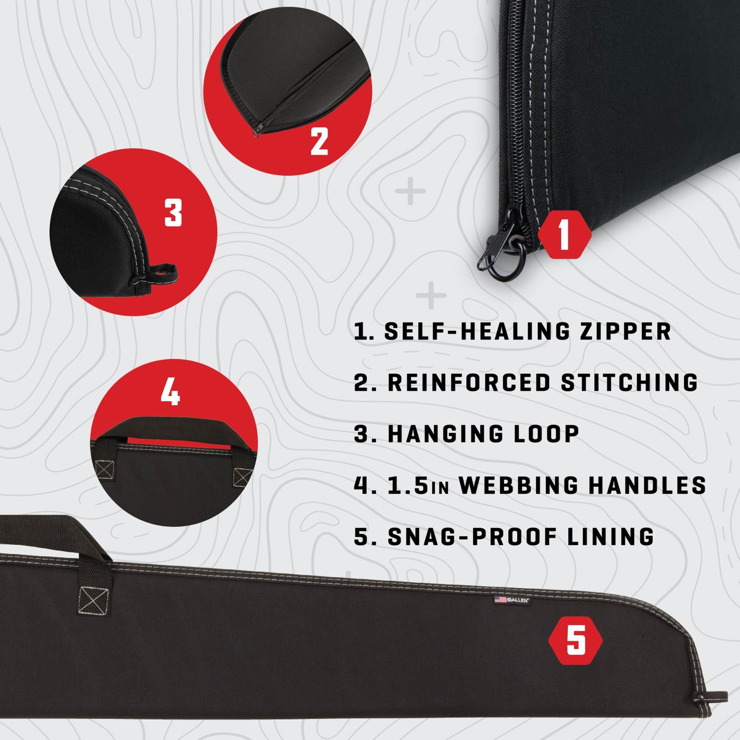 Allen Company Durango 52" Soft Gun Case - Rifle Shotgun Bag with Foam Padding for Hunting Range Transport - Durable Black Firearm Storage Case