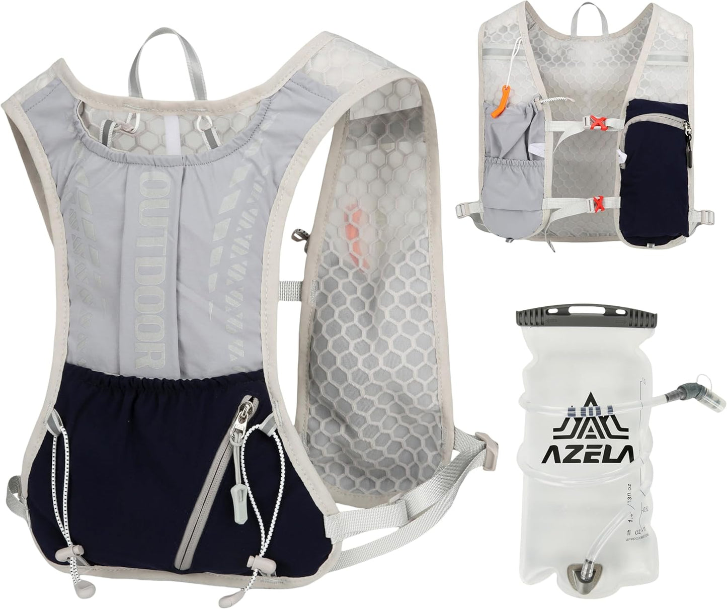 Hydration Running Vest with 1.5L Water Bladder for Hiking Backpack, Reflective Safety Vest for Men & Women, Lightweight Adjustable Marathon Gear for Trail Running