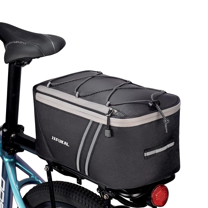 Insulated 9L Rear Bike Rack Bag with Rain Cover - 9L Capacity, 12.6 x 6.7 x 6.3in, Includes Top Pocket & Reflective Strips