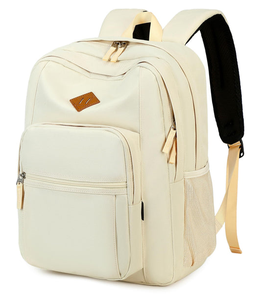 abshoo Classical Basic Womens Travel Backpack For College Men Water Resistant Bookbag (Cream Beige)