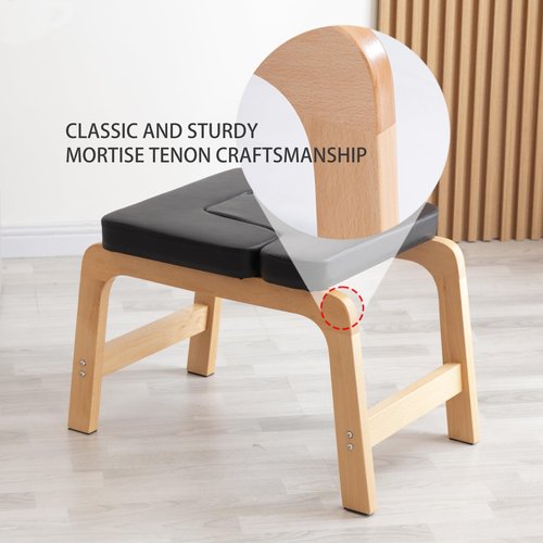 FREJSQC Beech Wood Headstand Yoga Chair for Inversions and Relaxation,Correct Posture, Build Strength and Flexibility,Fat Burning and Balance Training (Black)