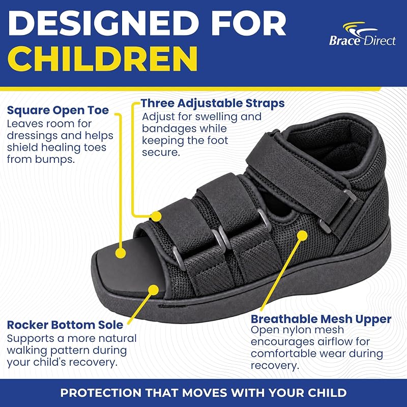 Pediatric Post Op Shoe for Kids - Recovery Shoe with 3-strap Adjustable Fit (S)