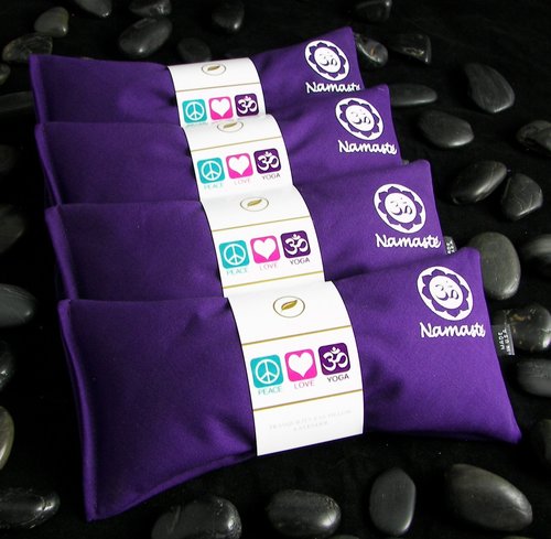 Happy Wraps Yoga Eye Pillows - Unscented Eye Pillows - Namaste Hot Cold for Stress, Meditation, Spa, Relaxation Gifts - Made in USA Set of 4 - Purple Cotton