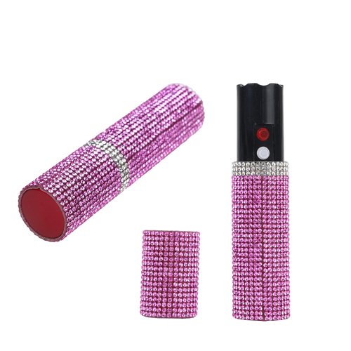 Lipstick Stun Guns Self-Defense with LED Flashlight,Covered in Diamonds,Rechargeable Mini Stun Gun with Keychain for Woman,Essential for Personal Self-Protection