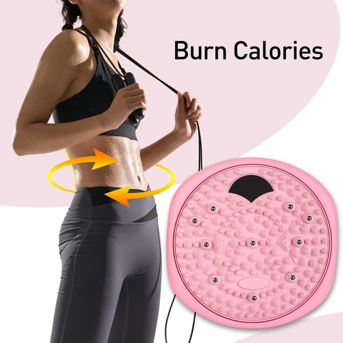 Eueiykw Twist Board for Exercise Waist Slimming Balance Rotating Disc with Massage,Home Gym Equipment for Weight Loss(Pink)