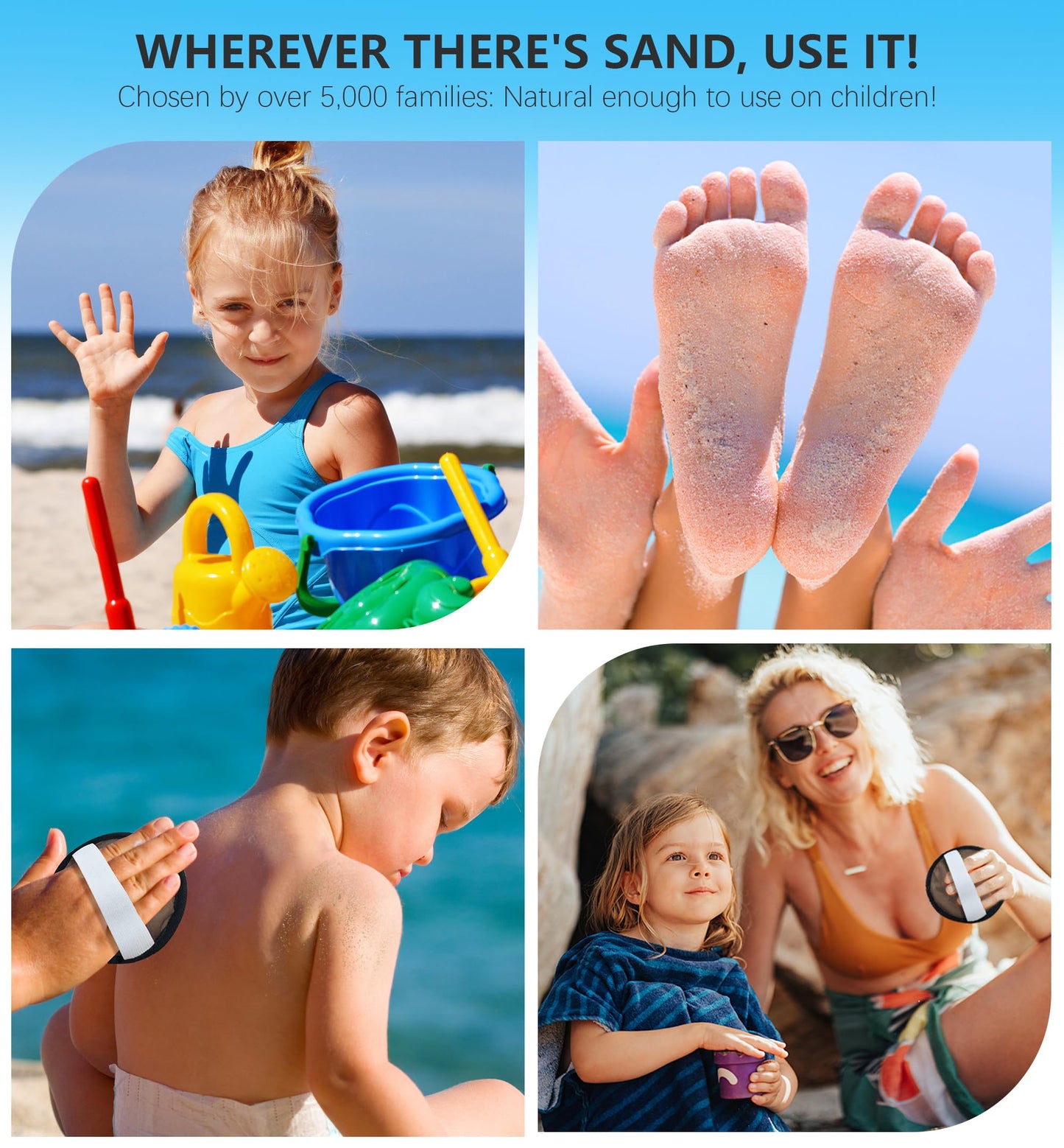 Antfuny Beach Sand Remover Sand Eraser Wipe Mitt Family Kids Women 2026 Beach Vacation Essentials Alaska Cruise Ship Gear Hawaii Honeymoon Accessories European Costa Rica Bahamas Trip Must Haves
