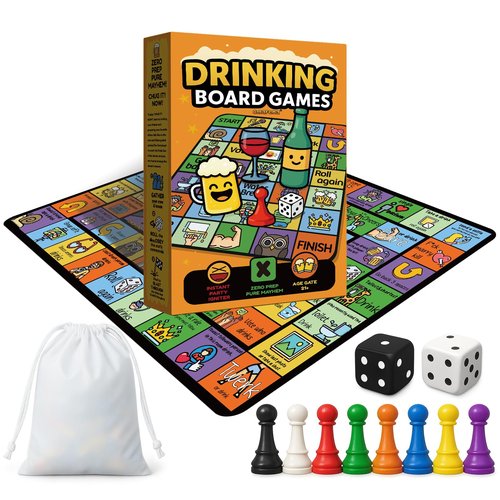 OmaFena Drinking Game for Adults – Funny 21+ Party Board Game with Rubber Mat – Drunk Games, Bachelorette Party, College Night, Birthday, 2-8 Players