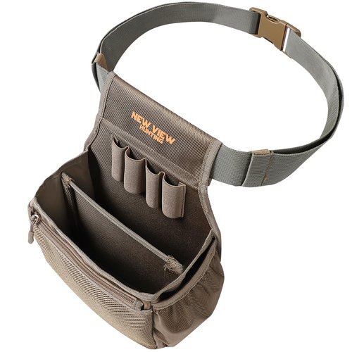 NEW VIEW Double Compartment Shell Bag - Shotgun Shell Pouch with 59 Inch Waist Belt & Chock Holder - Holds 60 Hulls, Fast Shell Removal - Shooting Accessories for Sporting Clays, Trap Shooting