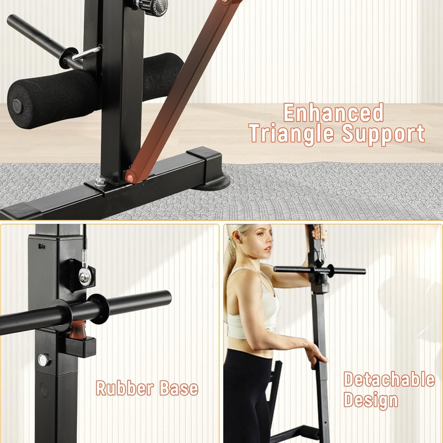 1500LBS 8 in 1 Olympic Weight Bench Set with Leg Extension/Curl and Preacher Curl, Bench Press Set and barbell Rack with Safety Bar Catches, Foldable Workout Benches for Home(US Stock)