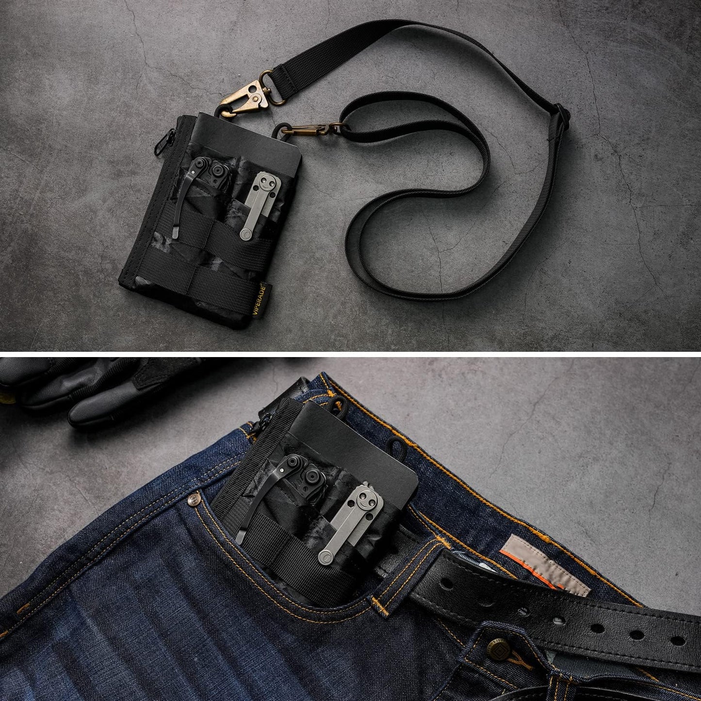 VIPERADE VE18 EDC Pouch, Pocket Organize for Men, EDC Pocket Organizer, 3 Slots with 2 Zipper Pockets, Multitool Pouch