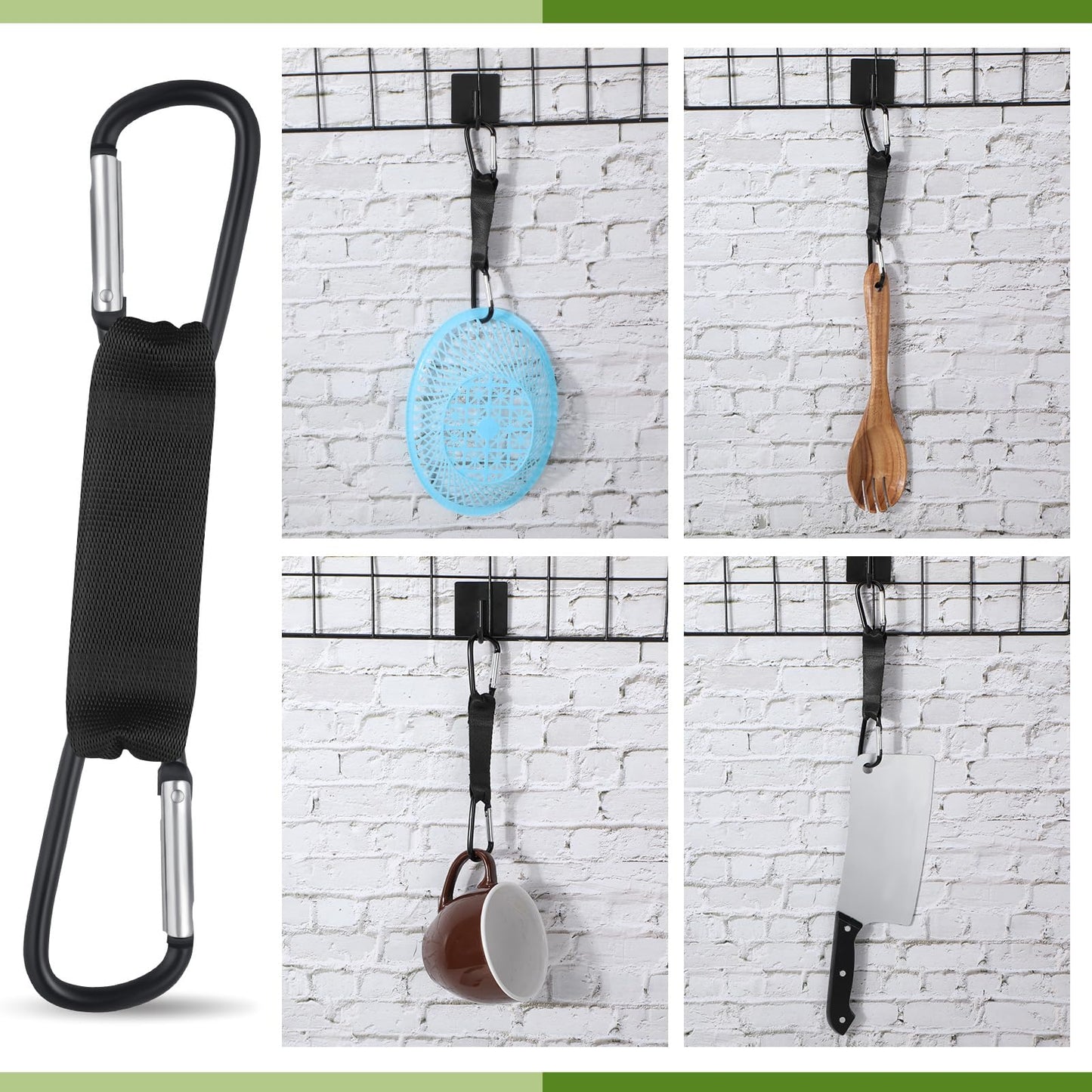 Hiboom 6 Pcs Fence Hooks for Baseball Bag Multifunctional Carabiner Hanging Backpack for Softball Tennis Outdoor Sport Water Cup (Black)