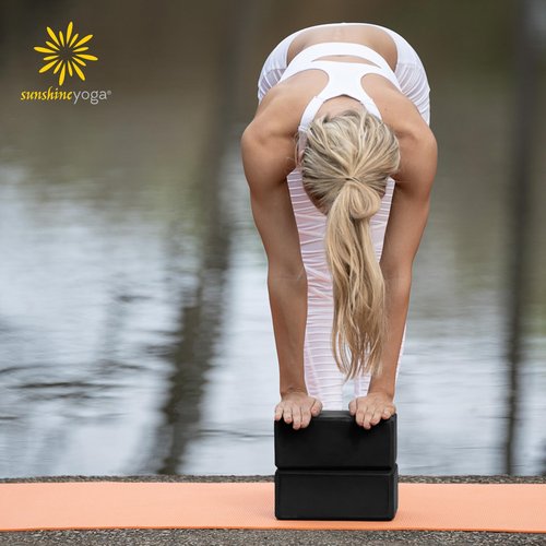 Sunshine Yoga 4" Yoga Block, 10 Pack Bulk EVA Foam Yoga Blocks, Firm and Supportive Yoga Brick for Stretching and Workout, Balance Foam for Schools and Studios, 4" x 6" x 9", Black