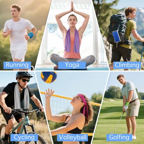 Fivali Cooling Towels for Neck and Face: 4 Pack Cooling Neck Wraps Chilly Sweat Towels for Gym Sports Workout, Blue 40"x12"