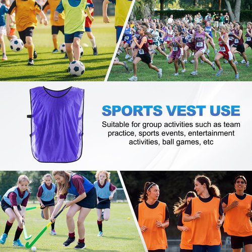 MECCANIXITY Training Vest 27 x 18 Inch Soccer Sports Team Practice Jersey for Adult Youth Teen Basketball Football (Purple, Pack of 12)