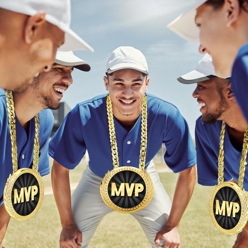 Tondiamo Sports MVP Turnover Chain Medal 6" Big Gold Champ Award Necklace Chain Baseball Basketball Football Soccer Softball Volleyball Sports Competitions Prize Gifts and Party Favors(MVP)