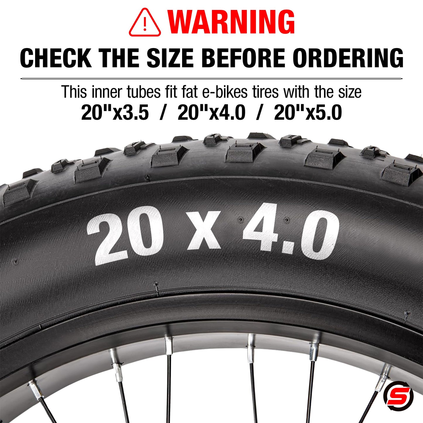 20x4.0 Fat tire Tube (2 Pack) - Heavy Duty Replacement for E-Bikes with 20x4.0 Fat tire Wheels. Schrader Valve with 2 Tire Levers Included. Inner Tube for 20 inch Ebike Electric Bicycle