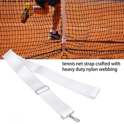 Adjustable Height Tennis Net Straps, White Sport Parts with Stainless Steel Buckle for Parks Stadiums Gyms Driveways Gardens