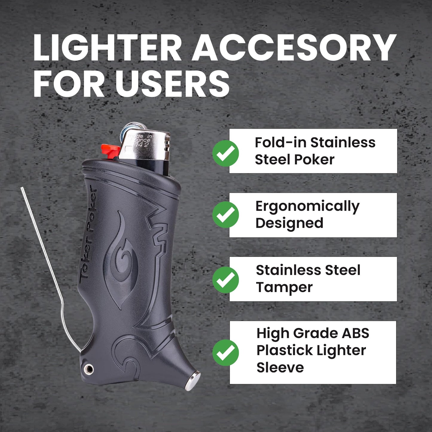 Toker Poker - Bic Lighter Case Multi Tool 2.0 - Black, All Inclusive Tool for Camping and Other