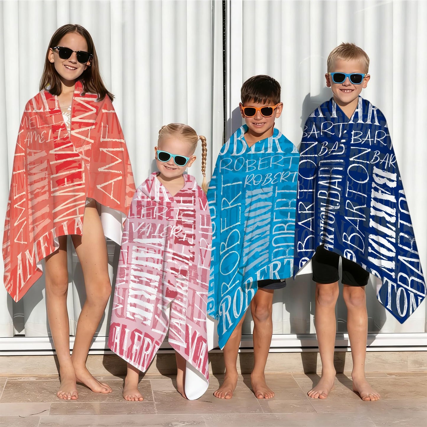 Yoke Style Personalized Beach Towels for Kids, Custom Sand Free Microfiber Beach Towel with Your Name, Customized Quick Dry Pool Towels Easter Gifts for Girls Boys Toddler