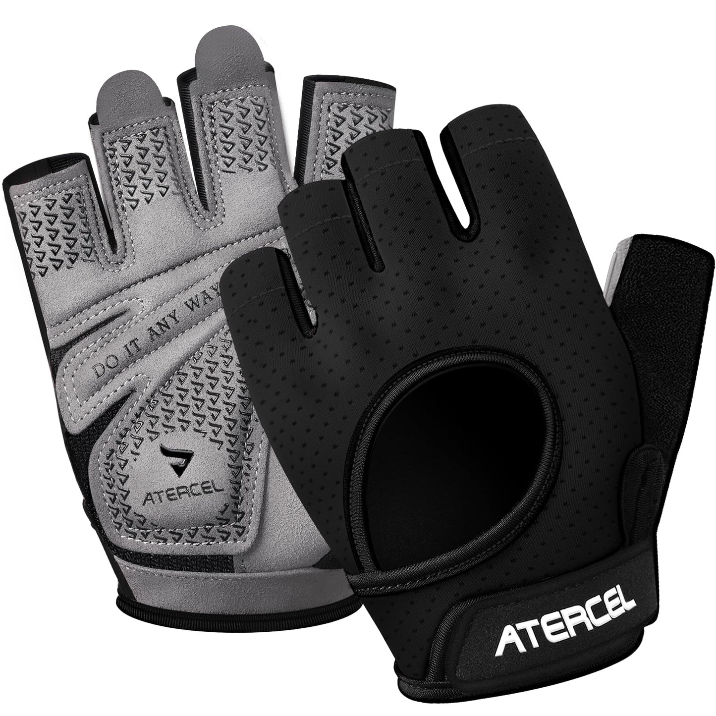 ATERCEL Weight Lifting Gloves Full Palm Protection, Workout Gloves for Gym, Cycling, Exercise, Breathable, Super Lightweight for Men and Women(Gray, M)