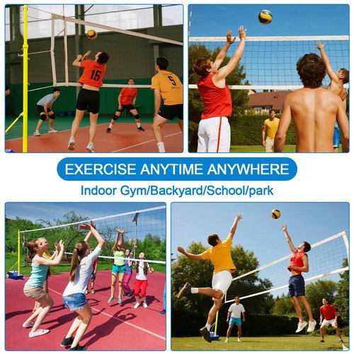 QXYXSM Volleyball Poles, Badminton Net Stand with Movable Heavy Duty Base, 5ft-6.8ft Adjustable Height,for Indoor/Outdoor Backyard School Adults Kids Stadium