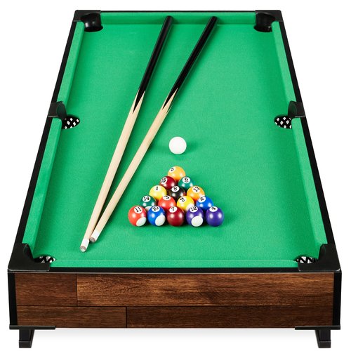 Best Choice Products 40in Tabletop Billiard Table, Pool Arcade Game Table for Living Room, Game Room w/ 2 Cue Sticks, Ball Set, Storage Bag - Walnut