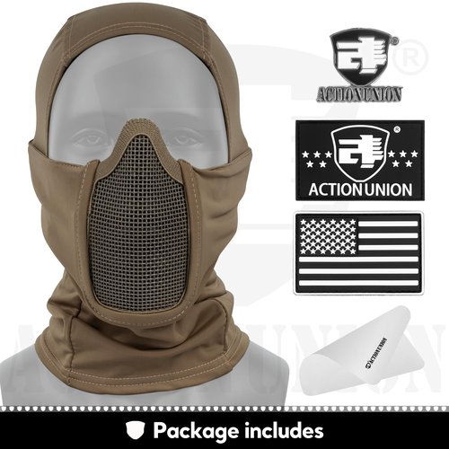 ACTIONUNION Tactical Airsoft Balaclava Mesh Mask Set (Tan)