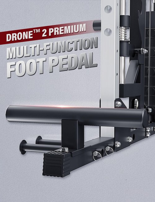 Major Fitness Smith△ Machine Drone2 Premium, All-in-One Home Gym Squat Rack with Aluminum Pulley Set , Weight Bar, Dual LAT Pull-Down Systems (SL D2AW+BK Bench+ BK 230LB)