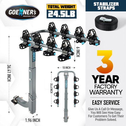 𝐈𝐦𝐩𝐫𝐨𝐯𝐞𝐝 𝐕𝐞𝐫𝐬𝐢𝐨𝐧 4 Bike Rack Hitch Mount (240lbs), Bike Rack for Car Made with High-Strength SPCC Steel, Dual Cradle Systems, Bike Bicycle Carrier for Car, SUV, Truck 2” Receiver