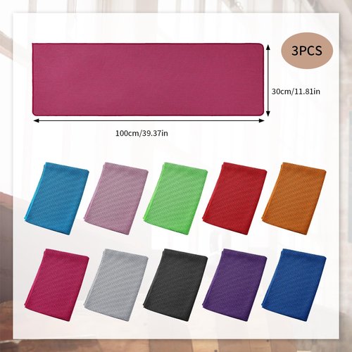 3pcs Cooling Towels 40x12 Inch Breathable Ice Towel for Neck and Face Yoga Towel for Gym Fitness Camping Pilates Dance Workout Daily Exercise- #07