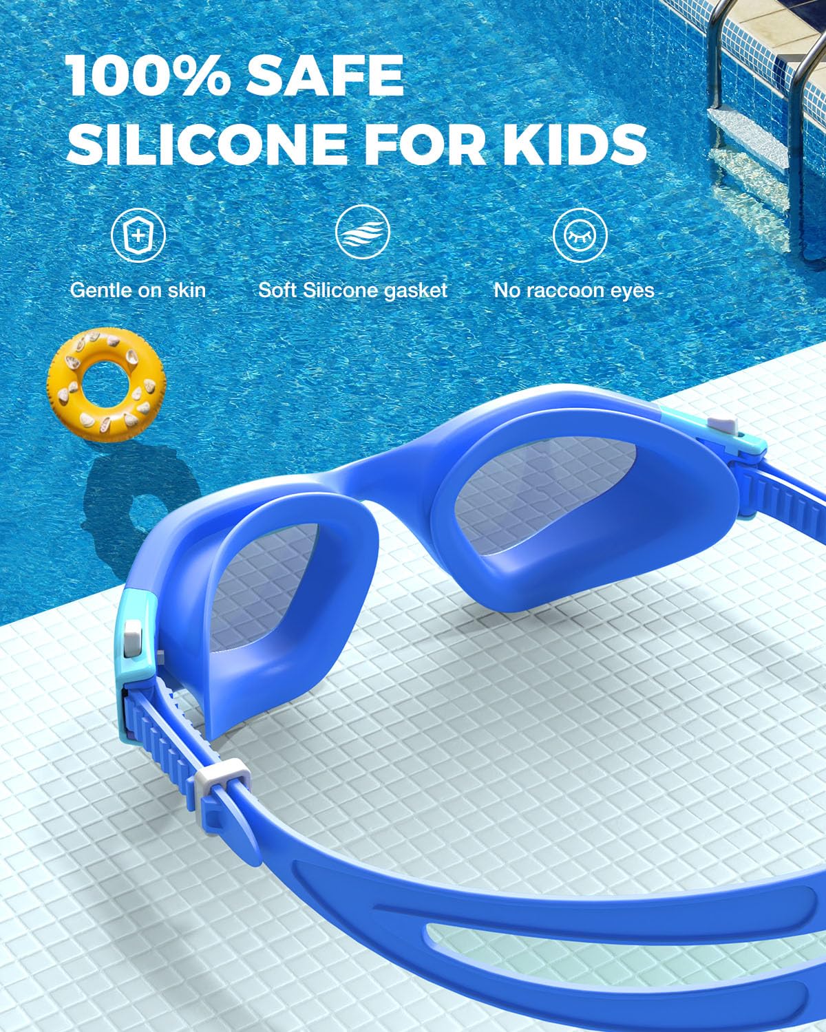 OMID Kids Swim Goggles, P2mini Lite Clear Lens Anti-Fog UV Protection Comfortable Swimming Goggles for kids Age 6-14
