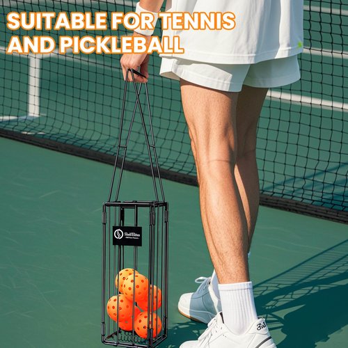 Foldable Tennis Ball & Pickleball Hoppers, Tennis Ball Picker Pick Up Basket for Picking and Storage, Sturdy Lightweight Structure Tennis Basket can Accommodate 16 pickleballs or 24 Tennis Balls