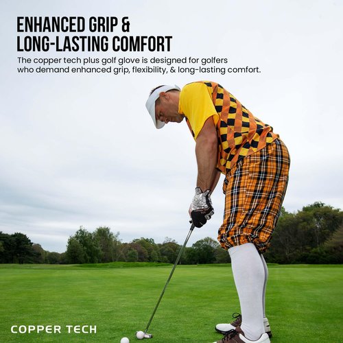 Copper Tech Plus Men's Left for Right Handed Golfers Golf Glove – Advanced Compression for Muscle Support, Joint Relief Gloves – Camo, 1 Pack, One Size Fits Most